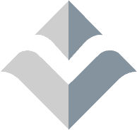 Abstract diamond chevron logo in gray and blue tones